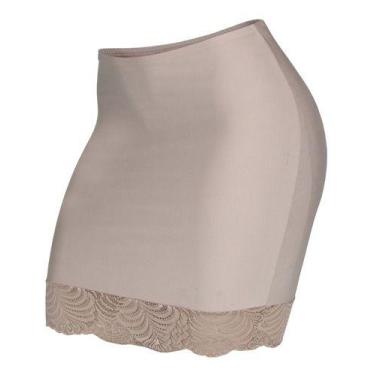 Imagem de Kit 5 Saia Anágua Justa Com Barra Rendada Poliéster Bege - Lú, Bege, G