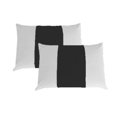 Imagem de Kit 2 Fronhas Malha 100% Algodão Bicolor Cinza e Preta Arrumadinho Enx