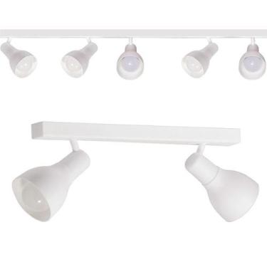 Imagem de Kit 2 Luminária Trilho Spot Duplo 2 Lâmpadas E-27 - Madeinsp, Branco
