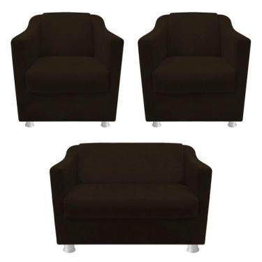 Imagem de kit 02 Poltrona Cadeira e  01 Namoradeira Babel Corano Marrom - DAMAFF