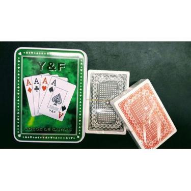 Imagem de Baralho Tradicional Duplo Com 108 Cartas Estojo Metal - oem