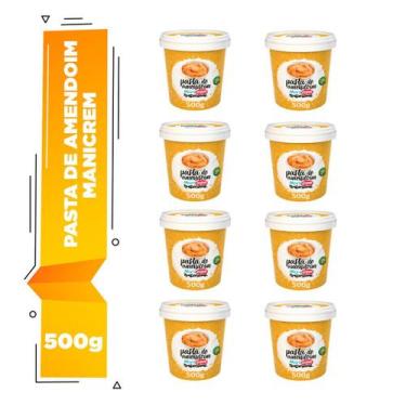 Imagem de Kit 08 Manicrem Pasta De Amendoim Tradicional - 500g