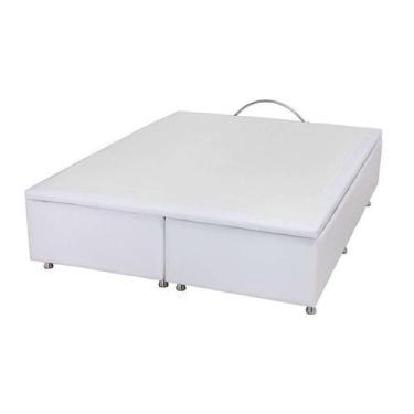 Imagem de Base para Cama Box Queen Physical com Baú (39x158x198) Branca - Ortobo