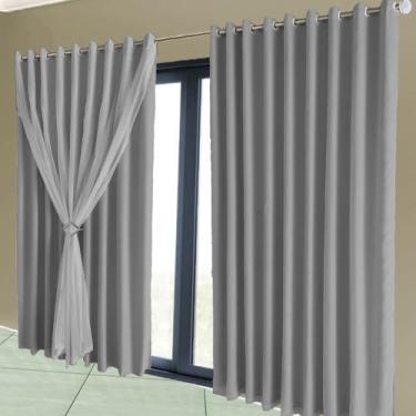 Imagem de cortina blackout Lisboa par varão 7,00 x 2,80 ilhios branco - Bravin C