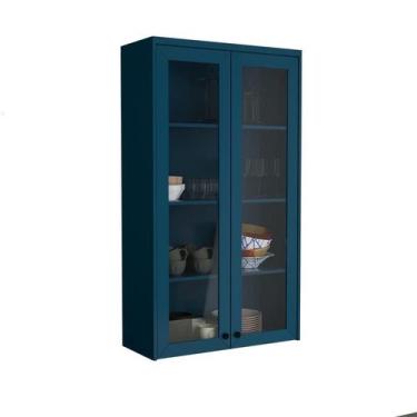 Imagem de Cristaleira Évora com Vidro 2 PT Azul Orion - Modern