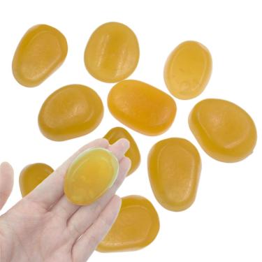 Imagem de QTTLLI 10 peças pedras grandes que brilham no escuro pedras decorativas de 4,3 cm para caminho, jardim, passarela, quintal, aquário, peixes, marrom, amarelo