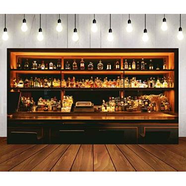 Imagem de PHMOJEN Vinil 5,5 x 3 m Bar Photo Backdrop, Wine Cafe Restaurante, Prateleira de Bebidas, Cenários de Fotografia Festa de Amigos Clube Urbano Speakeasy Sala Decoração de Parede Banner Foto Pano de