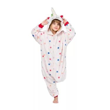 Imagem de Unicórnio Rose Com Estrelas Coloridas Infantil Pijama Kigurumi Macacão