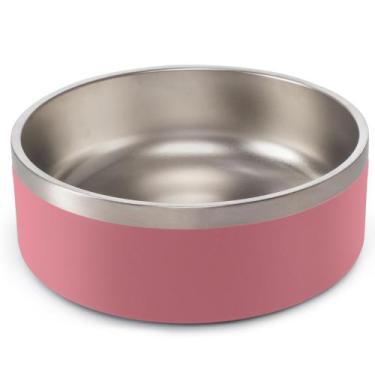 Imagem de Comedouro Pet Aço Inox Antiderrapante Ração/Água 946ml Madog, Rosa