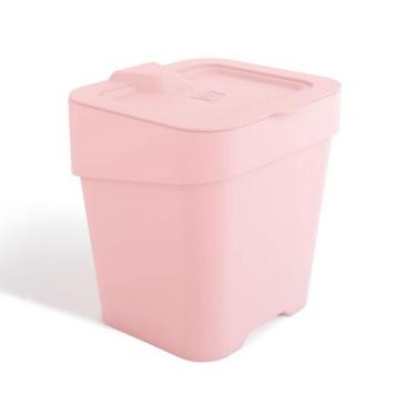 Imagem de Lixeira Pia Bancada Multiuso com Tampa Slim Rosa 2,5 Litros - Uz Utili