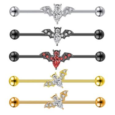 Imagem de Glupez 1/2/3/5/10 peças 1,6 mm halteres industriais Halloween aço cirúrgico CZ Ear Studs kit de piercings de orelha lábio unha cartilagem hélice lóbulo lábio nariz anéis tragus body piercing joia para