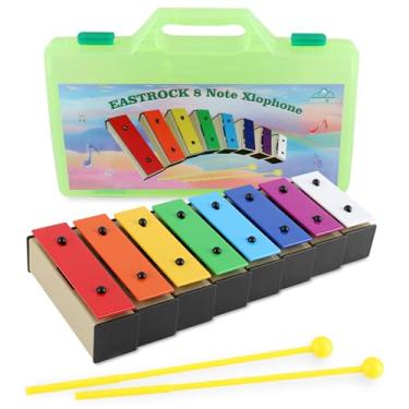 Imagem de EASTROCK 8 notas xilofone com estojo verde glockenspiel teclas de metal 8 notas colorido ressonador sino orff instrumento musical para instrumento de percussão
