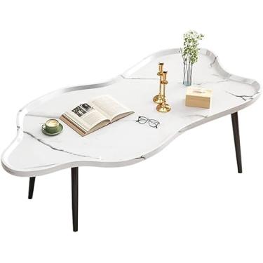 Imagem de Mesa lateral de sofá requintada, mesa de centro pequena para sala de estar, sala de estar, mesa casual MDF absorvente em forma de flor, pernas de mesa fáceis, sala de escritório, mesa de chá (cor: A,