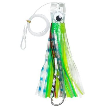 Imagem de Iscas de pesca de atum para pesca em água salgada Big Game Trolling Iscas de mar profundo com gancho de pesca de aço inoxidável linha de pesca para golfinho atum Wahoo Marlin Mahi (15 cm, verde