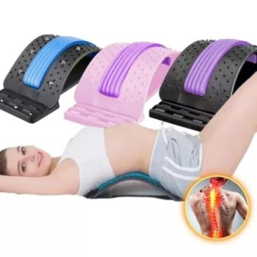 Imagem de Suporte Apoio Encosto Massageador Para Alívio Da Dor Na Coluna Lombar Costas Alivia Dores Postura Alongador Alongamento Cervical Dispositivo Esticador Espinhal De Cadeira Carro