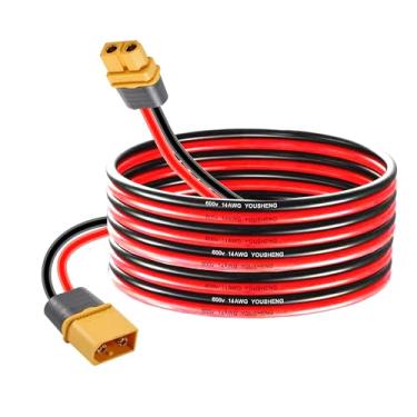 Imagem de ZHOFONET XT60 macho para conector fêmea XT60, cabo de extensão adaptador XT60 com fio de silicone flexível 14AWG para bateria RC Lipo 3M (9,84 pés)