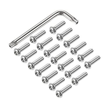 Imagem de uxcell Parafuso de máquina de segurança Torx M6 x 20 mm, 20 peças de parafusos de cabeça cilíndrica dentro da coluna, com chave tipo L T30, parafusos de fixação de aço inoxidável 304