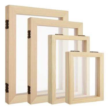 Imagem de JMIATRY Tela para fabricação de papel, 4 tamanhos, molde e deck para kit de fabricação de papel A6, A5, A4, A7, suprimentos para fabricação de papel, moldura para artesanato de papel DIY (10 x 12 cm,