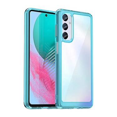 Imagem de HTXWXJC Capa para Galaxy M54 5G, capa para Samsung F54 5G, SM-E546B com protetor de tela, capa rígida de policarbonato transparente à prova de choque fina para Samsung Galaxy F54 M54 5G azul