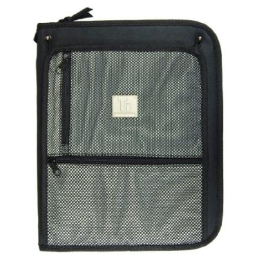 Imagem de Top Flight Fichário de titânio com argolas inclinadas de 3,8 cm, bolsa dobrável, porta-CD e bolso interno para arquivos, 33,5 x 28 cm, 1 fichário, preto/prata (4511490)