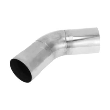 Imagem de Motoforti Tubo de exaustão de mandril de 45 graus Tubo de escape de carro Mandril Curva DIY Tubo personalizado 5,7 cm OD 10 cm Comprimento da perna T304 Aço inoxidável Tom prateado