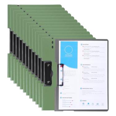 Imagem de PATIKIL 23,5 x 32 cm, 12 pastas de apresentação com clipe forte, capacidade de 100 folhas, pasta de currículo para arquivos de documentos, verde (estilo horizontal)