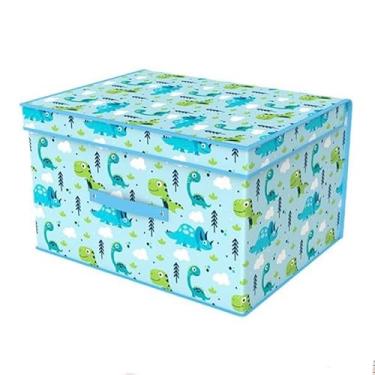 Imagem de Caixa Organizadora Com Tampa 40x30x25CM Multiuso Guarda-Roupas Closet Organizador Brinquedos Objetos Livros 50L(Azul Dinossauro (9371))