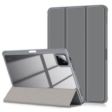 Imagem de Xuanbeier Capa compatível com Xiaomi Pad 7/7 Pro 28.4 cm 2024, proteção fina contra quedas, dobra tripla com parte traseira rígida transparente e suporte para caneta, capa inteligente com suporte para