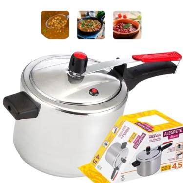Imagem de Panela De Pressão Alumínio Polida Premium Válvula Em Segurança 4,5 Litros Cozimento Rápido Seguro.