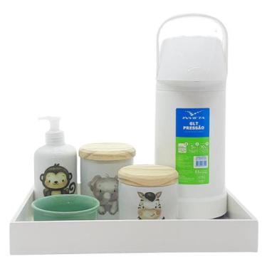 Imagem de Kit higiene bebê Safari 6 pçs - Porcelana e Pinus - 66.6 - Genérico