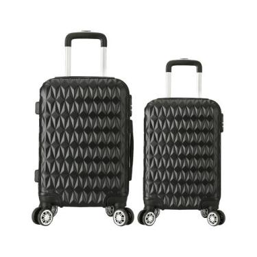 Imagem de Kit2 Mala de Viagem Bordo Padrão ANAC P+ e Grande Em ABS - EAGLE, Pret