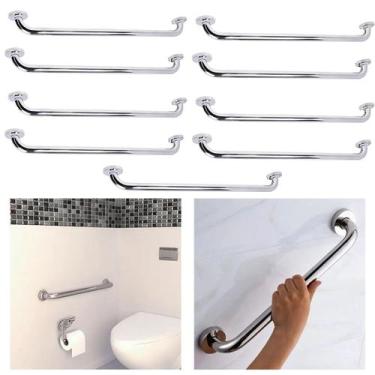 Imagem de Alça Barra Apoio 70cm Suporte Anti Queda Kit 10 Uni Banheiro Deficient