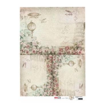 Imagem de Papel Decoup. 2814 Flor Rosas e Balões - OPA