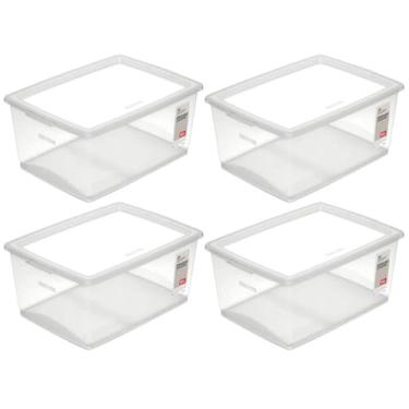 Imagem de Kit 4 Caixas Organizadoras com Tampa Click 30L Empilháveis de Plástico Multiuso Ordene