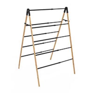 Imagem de Varal Triangular 5 Andares Em Bambu Com Hastes Metálicas