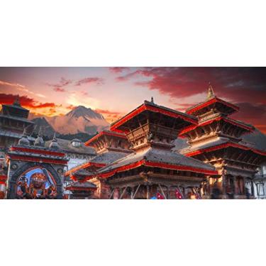 Imagem de Yeele 6 x 3 m, capital do Nepal, Katmandu, pano de fundo, histórico, cultura do Nepal, cidade, montanhas de neve, pôr do sol, fotografia de fundo para férias, viagens, casamento, tema de festa,