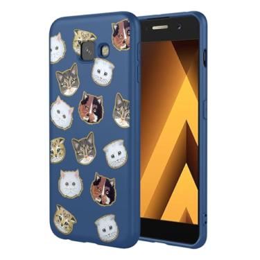 Imagem de HTXWXJC Capa de celular para Galaxy A5 2017, capa para Samsung a5 2017 SM-A520, à prova de choque, flexível, amortecedor, TPU, capa macia com estampa de gato para Samsung Galaxy A5 2017, gato azul