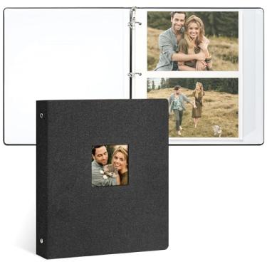 Imagem de Vienrose Álbum De Fotos Autoadesivo, Fichário De 3 Argolas, Álbuns De Fotos, Capa De Linho, Álbum De Recortes, Álbum De Fotos Com Páginas Adesivas, Tamanho 2X3, 4X6, 5X7, 8X10 Fotos (Preto, 40 Folha