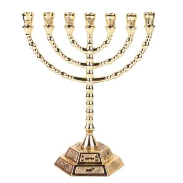 Imagem de Menora Candelabro Castiçal Dourado 20cm Para Decoração