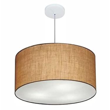 Imagem de Lustre Pendente Cilíndrico Cúpula Tecido 60x30 cm, Vivare Iluminação, Pendente4101 LP, Palha, Grande