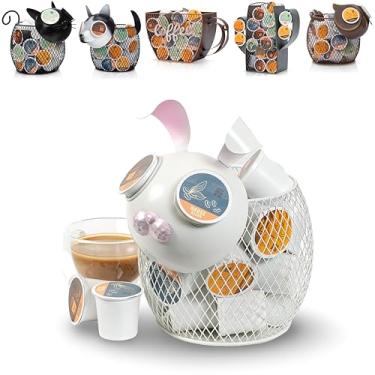Imagem de Made Easy Kit Organizador de cesta de café para decoração prática – compatível com cápsulas e cápsulas Keurig K-Cup – Decoração de café e bar útil, bancada de cozinha, independente (branco pune)