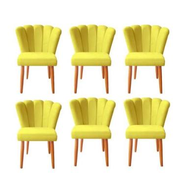 Imagem de kit 6 Cadeiras Sala de Jantar Estofada Reforçada Pétala Suede  - Twdec