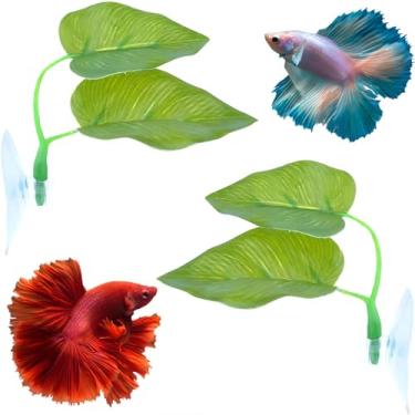Imagem de Brinquedos de peixe Betta, 2 peças de rede de folhas de peixe Betta, decorações de aquário Betta, decoração de aquário para dormir, descansar, esconder-se, brincar de reprodução