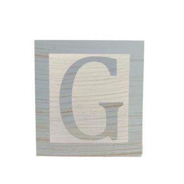 Imagem de Cubo Branco Letra Azul Bebê com Aplique Festa Chá de Bebê Decoração 8x