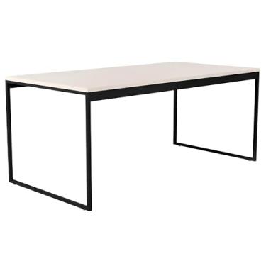 Imagem de Mesa Industrial Retangular 160x80 Pé Metal Cozinha Jantar (Off White/Preto)