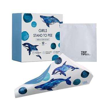 Imagem de TRIPTIPS Urinol feminino descartável para mictório feminino para mulheres, funil dobrável para mulheres, suporte de papel impermeável e copo de xixi para banheiros públicos, viagens, acampamento (pacote com 12)