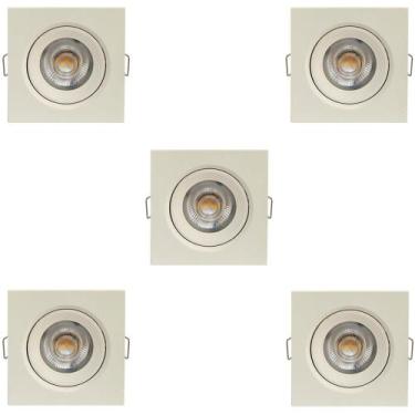 Imagem de KIT 5 SPOT LED QUADRADO DIRECIONAVEL EMBUTIR 5W BRANCO NEUTRO 4000k BI
