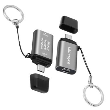 Imagem de Adaptador USB C para Mini DisplayPort 8K, pacote com 2, adaptador portátil USB tipo C macho (fonte) para mini DP fêmea (tela), suporta 8K @60Hz, 4K @120Hz para iPhone 16/15, MacBook Pro/Air, Galaxy 23