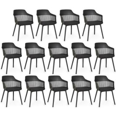 Imagem de Kit 14 Cadeiras de Jantar Estofada Marcela - Preto - Magazine Decor