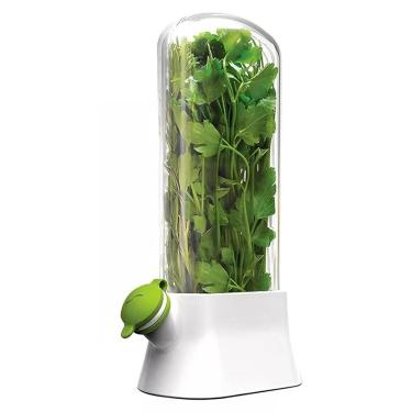 Imagem de Dispenser Recipiente Conversa Ervas Frescas Armazenamento Geladeira Alecrim Salsa